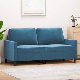 Tweezitsbank 140 cm fluweel blauw 1