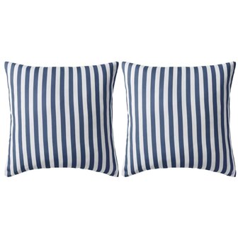 Buitenkussens 45x45 cm gestreept marineblauw 2 st 1