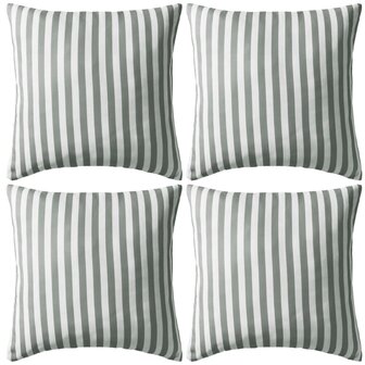 Buitenkussens 45x45 cm gestreept grijs 4 st 1