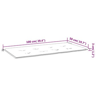 Tuinbankkussen 100x50x3 cm oxford stof bladpatroon 7