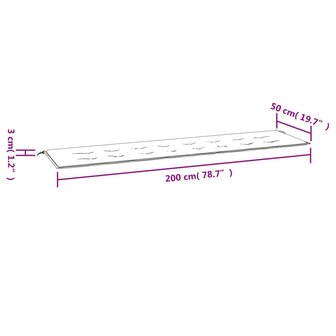 Tuinbankkussen bladpatroon 200x50x3 cm stof 7