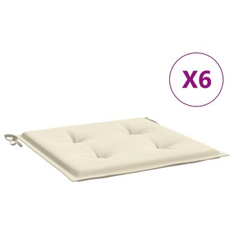 Tuinstoelkussens 6 st 40x40x3 cm oxford stof cr&egrave;mekleurig 2
