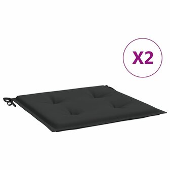 Tuinstoelkussens 2 st 40x40x3 cm oxford stof zwart 2