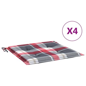Tuinstoelkussens 4 st 50x50x3 cm oxford stof ruitpatroon rood 2