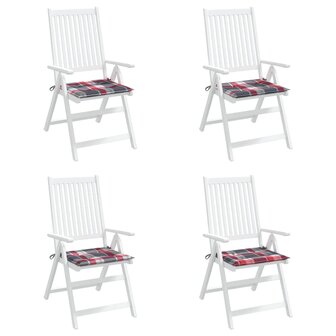 Tuinstoelkussens 4 st 50x50x3 cm oxford stof ruitpatroon rood 4