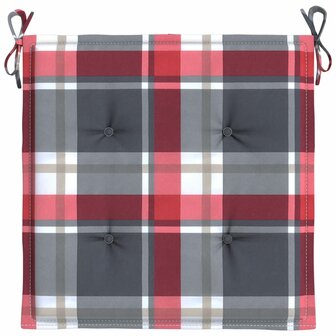 Tuinstoelkussens 4 st 50x50x3 cm oxford stof ruitpatroon rood 5