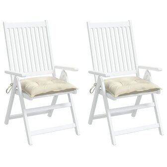 Stoelkussens 2 st 40x40x7 cm stof cr&egrave;mewit 3