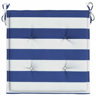 Tuinstoelkussens 2 st gestreept 50x50x3 cm stof wit en blauw 5