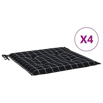 Tuinstoelkussens 4 st ruitpatroon 50x50x3 cm stof zwart 2