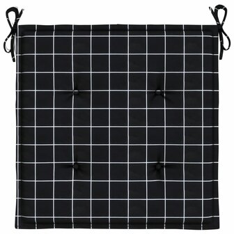 Tuinstoelkussens 4 st ruitpatroon 50x50x3 cm stof zwart 5