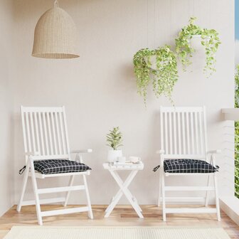 Stoelkussens 2 st ruitpatroon 40x40x7 cm stof zwart 1