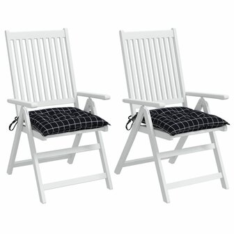 Stoelkussens 2 st ruitpatroon 40x40x7 cm stof zwart 3