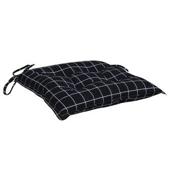 Stoelkussens 2 st ruitpatroon 40x40x7 cm stof zwart 4