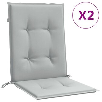 Stoelkussens 2 st lage rug 100x50x4 cm stof lichtgrijs 2