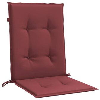 Stoelkussens 2 st lage rug 100x50x4 cm stof gem&ecirc;leerd wijnrood 4