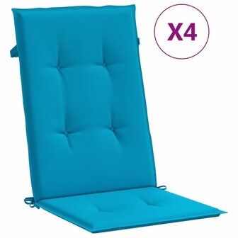 Tuinstoelkussens 4 st hoge rug 120x50x3 cm stof blauw 2