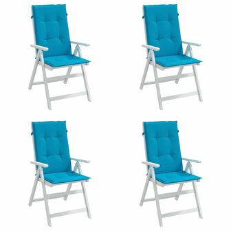 Tuinstoelkussens 4 st hoge rug 120x50x3 cm stof blauw 3