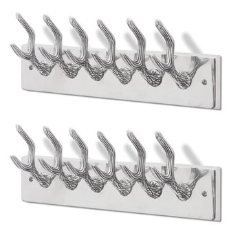 Kapstokken 2 st aluminium zilverkleurig 2