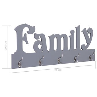 Wandkapstok FAMILY 74x29,5 cm grijs 6