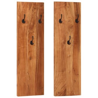 Wandkapstokken 2 st 36x3x110 cm massief acaciahout 1