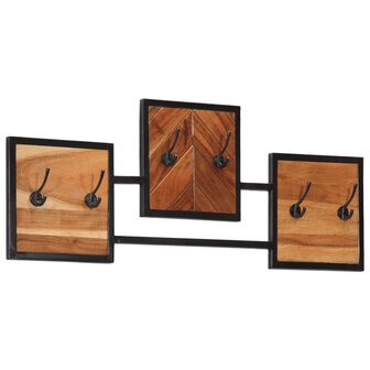 Wandkapstok 90x1x35 cm massief acaciahout en ijzer 1