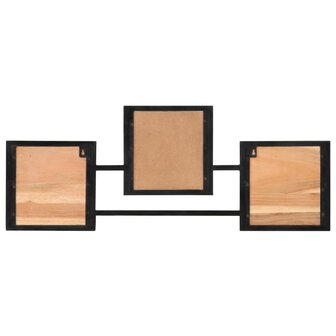 Wandkapstok 90x1x35 cm massief acaciahout en ijzer 3