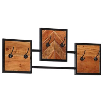 Wandkapstok 90x1x35 cm massief acaciahout en ijzer 10