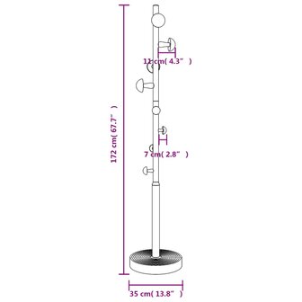 Kapstok 172 cm gepoedercoat ijzer roze 8