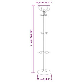 Kapstok met parapluhouder 180 cm gepoedercoat ijzer wit 8