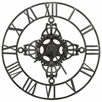 Wandklok 78 cm metaal zilverkleurig 3