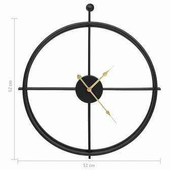Wandklok 52 cm ijzer zwart 5