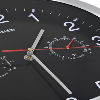 Wandklok met quartz-mechanisme hygrometer thermometer 30 cm zwart 4