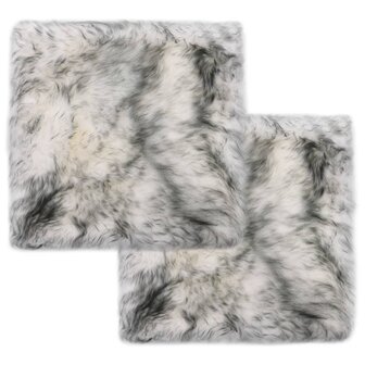 Stoelkussens 2 st 40x40 cm schapenvacht gem&ecirc;leerd donkergrijs 1