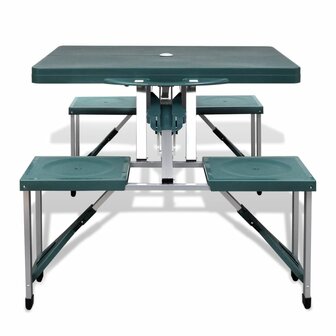 Campingtafel met vier stoelen extra licht aluminium inklapbaar (groen) 2