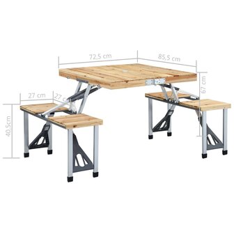Campingtafel inklapbaar met 4 zitjes staal en aluminium 10