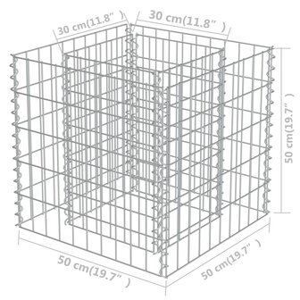 Gabion plantenbak verhoogd 50x50x50 cm gegalvaniseerd staal 7