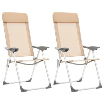 Campingstoelen 2 st inklapbaar aluminium cr&egrave;mewit 1