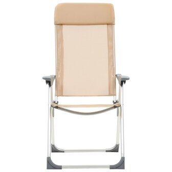 Campingstoelen 2 st inklapbaar aluminium cr&egrave;mewit 4