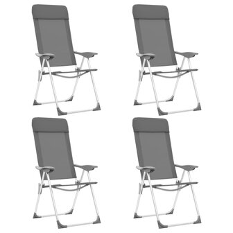 Campingstoelen 4 st inklapbaar aluminium grijs 1