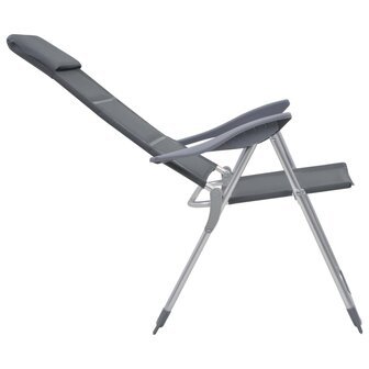 Campingstoelen 58x69x111 cm aluminium grijs 2 st 5