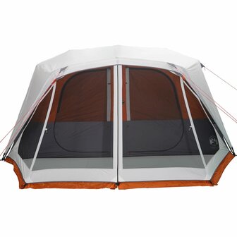 Tent met LED 10-persoons snelontgrendeling lichtgrijs en oranje 7