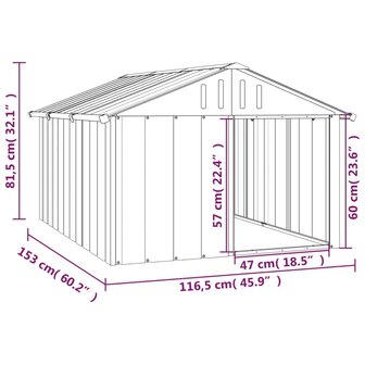 Hondenhok 116,5x153x81,5 cm gegalvaniseerd staal antracietkleur 5