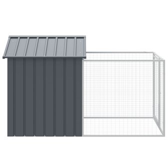 Hondenhok met dak 117x201x123 cm gegalvaniseerd staal antraciet 4