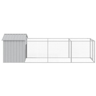 Hondenhok met dak 117x405x123 cm staal lichtgrijs 4