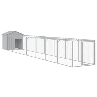 Hondenhok met dak 117x813x123 cm staal lichtgrijs 2