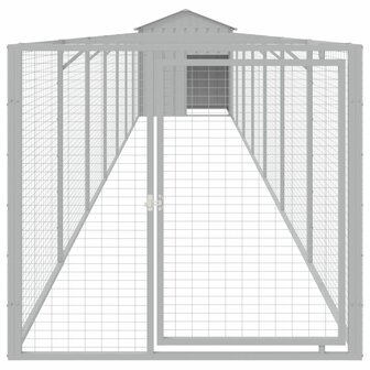 Hondenhok met dak 117x813x123 cm staal lichtgrijs 3