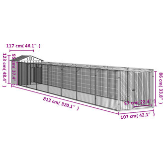 Hondenhok met dak 117x813x123 cm staal lichtgrijs 9