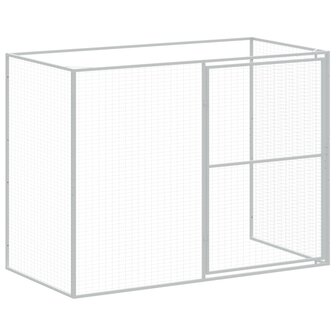 Hondenhok met ren 214x457x181 cm staal lichtgrijs 8