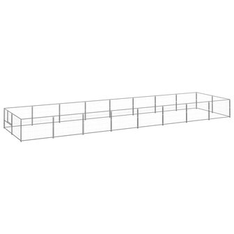 Hondenkennel 16 m&sup2; staal zilverkleurig 1