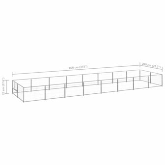 Hondenkennel 16 m&sup2; staal zilverkleurig 6